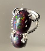 Beautiful 7.66CT Natural Black Opal Ring With Natural Black Diamond & 18k Gold