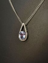 Beautiful 1.59 CT Unheated Ceylon Blue Sapphire Diamonds & Platinum Pendant