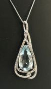 Beautiful Natural Flawless 8.81 CT Aquamarine Pendant With Diamonds And 18k Gold