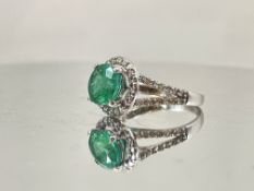 Beautiful 1.96Ct Natural Emerald With Natural Diamonds & 18kGold