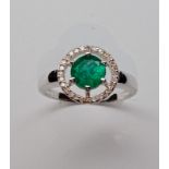 Beautiful Natural Emerald Ring With Natural Diamonds And 18k Gold