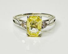 Beautiful Unheated Untreated Natural Ceylon yellow Sapphire Diamonds & Platinum