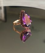 Beautiful Natural Amethyst 4.55Ct With Natural Burma Ruby & 18k White Gold