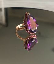 Beautiful Natural Amethyst 4.55Ct With Natural Burma Ruby & 18k White Gold