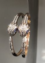 Beautiful Natural Diamond and Tanzanite snake bracelet with 18k rose gold