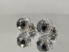 Beautiful Natural 3.84 CT Black Diamond Earrings Natural Diamonds & 18k Gold