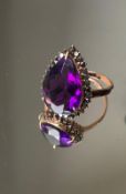 Beautiful Natural Amethyst 4.38ct With Natural Black Diamond & 18k White Gold