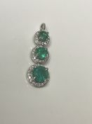 Beautiful Natural 1.24 CT Emerald Pendant With Diamonds & Platinum 950