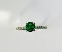 Beautiful Natural Emerald Ring With Natural Diamonds & Platinum
