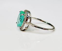 Beautiful 2.75 CT Untreated Natural Emerald Ring ,Diamonds & 18k Gold