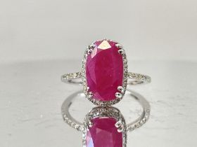 Natural Burma Ruby4.12 Ct With Natural Diamonds & 18kGold