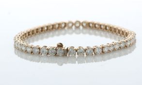 18ct Rose Gold Tennis Diamond Bracelet 10.01 Carats