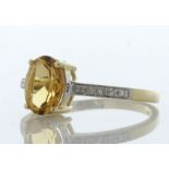 9ct Yellow Gold Diamond and Citrine Ring (C1.09) 0.04 Carats