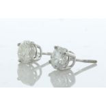 18ct White Gold Single Stone Gallery Set Diamond Earring 1.60 Carats