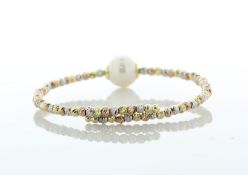 9.5 - 10.0mm Freshwater Cultured Pearl Multi Gold Colour Beaded Bangle