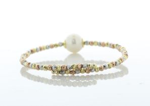 9.5 - 10.0mm Freshwater Cultured Pearl Multi Gold Colour Beaded Bangle