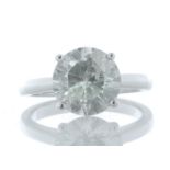 18ct White Gold Single Stone Prong Set Diamond Ring 3.01 Carats