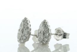 9ct White Gold Pear Shaped Cluster Diamond Stud Earring 0.40 Carats