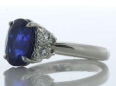 Platinum Oval Sapphire and Diamond Ring (S4.20) 0.36 Carats