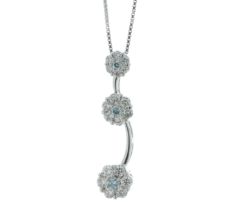 18ct White Gold Illusion Set Flower Cluster Diamond Pendant 1.00 Carats