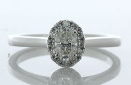 18ct White Gold Oval Cut Halo Diamond Ring (0.42) 0.57 Carats