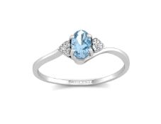 9ct White Gold Fancy Cluster Diamond Blue Topaz Ring (BT0.57) 0.01 Carats