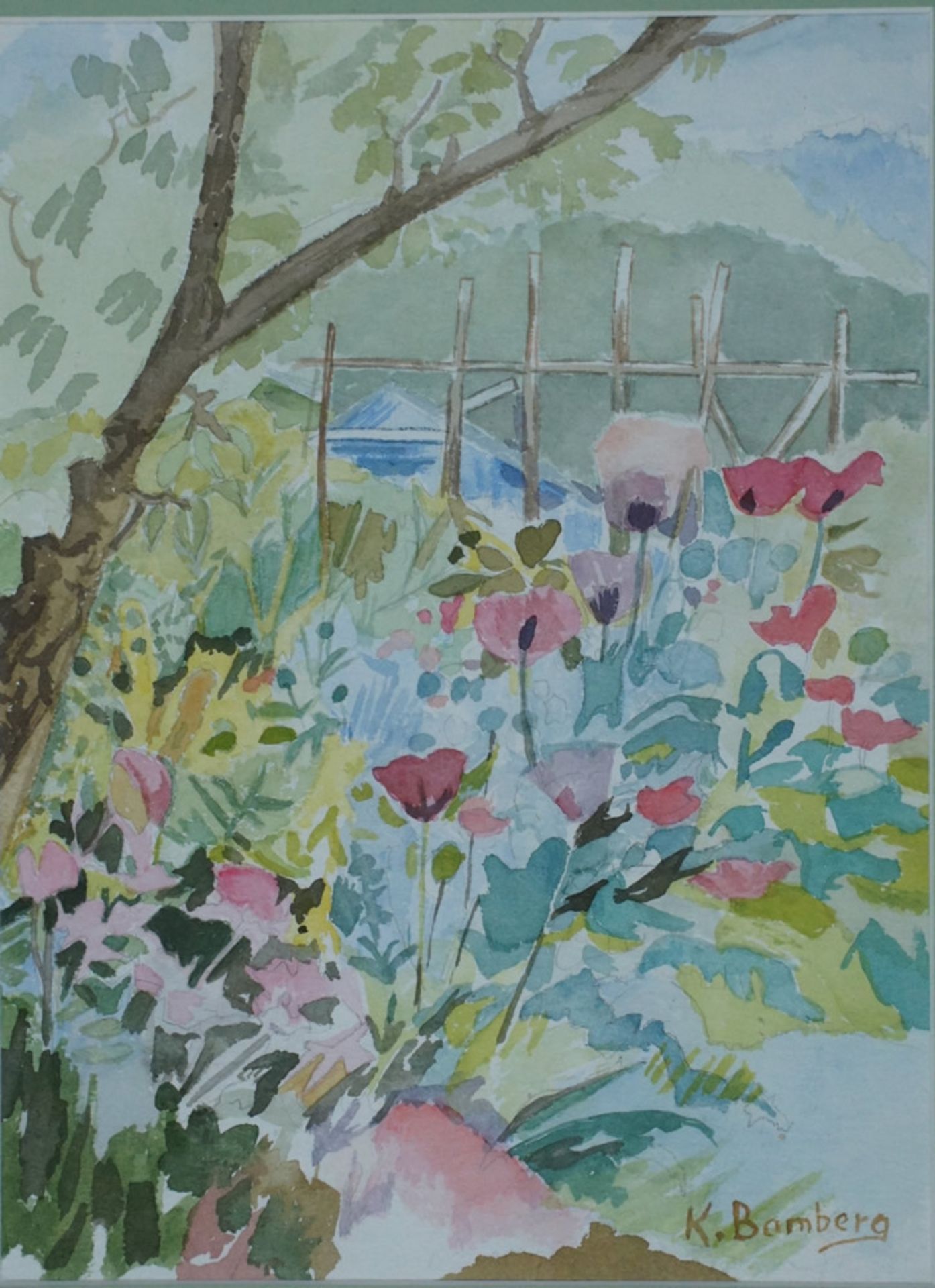 Bamberg, Katharina, Bauerngarten, Aquarell, 30 x 22 cm, sign.