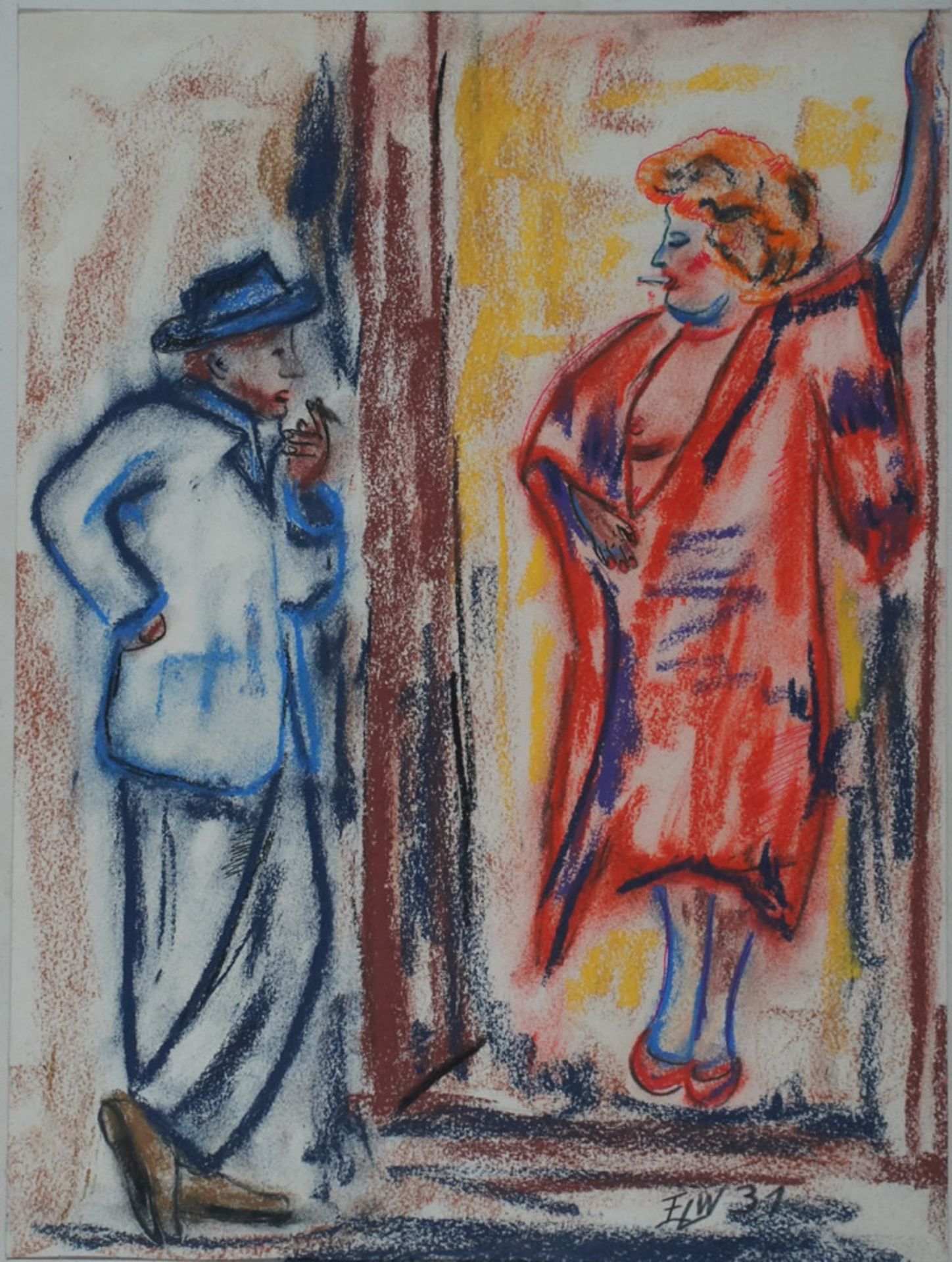 Lohse-Wächtler, Elfriede, Straßengeschäfte, 1931, Mt., 39 x 29 cm