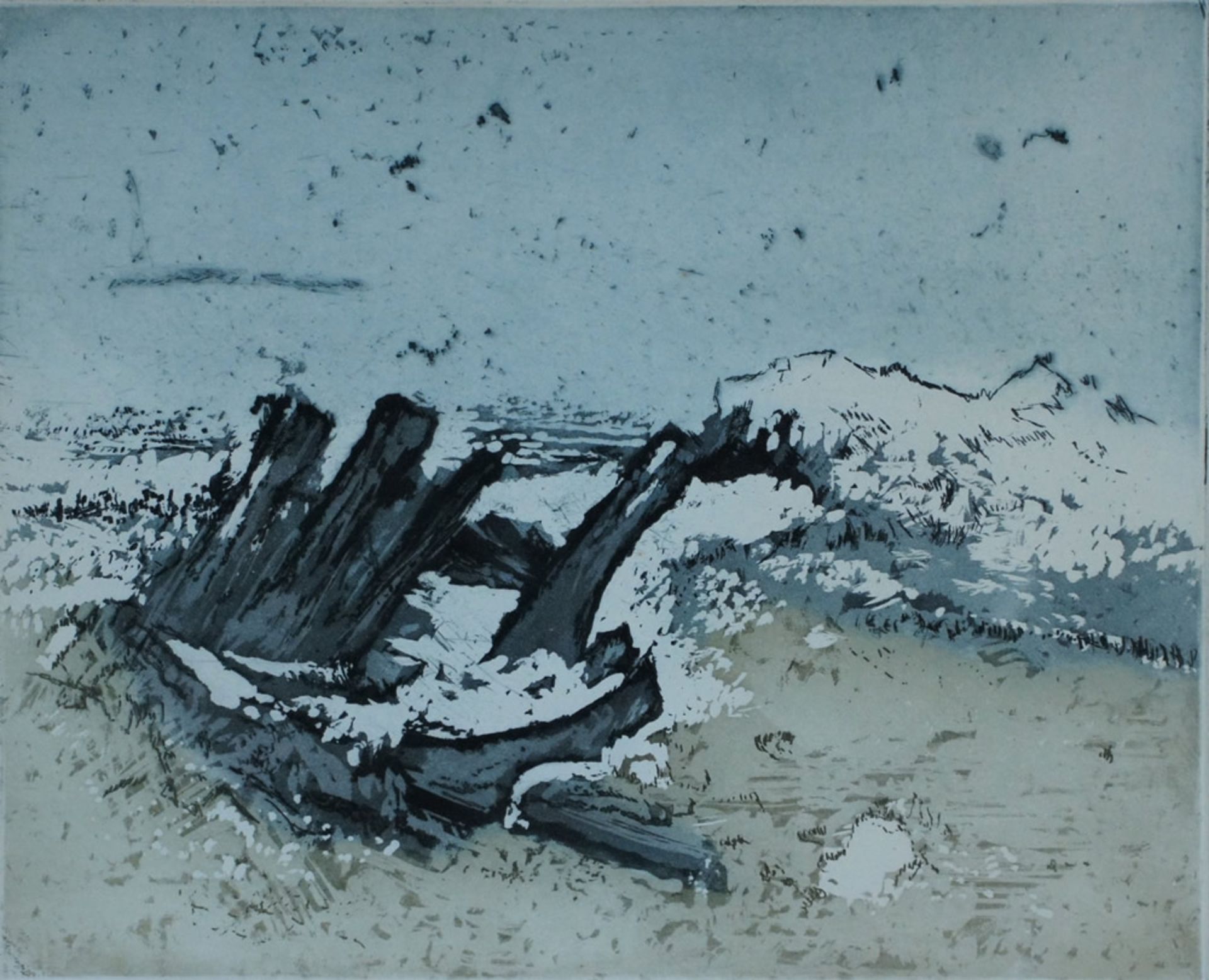 Niemeyer-Holstein, O., angeschwemmtes Wrack, 1965, Farbrad., 31 x 39 cm, monogr.