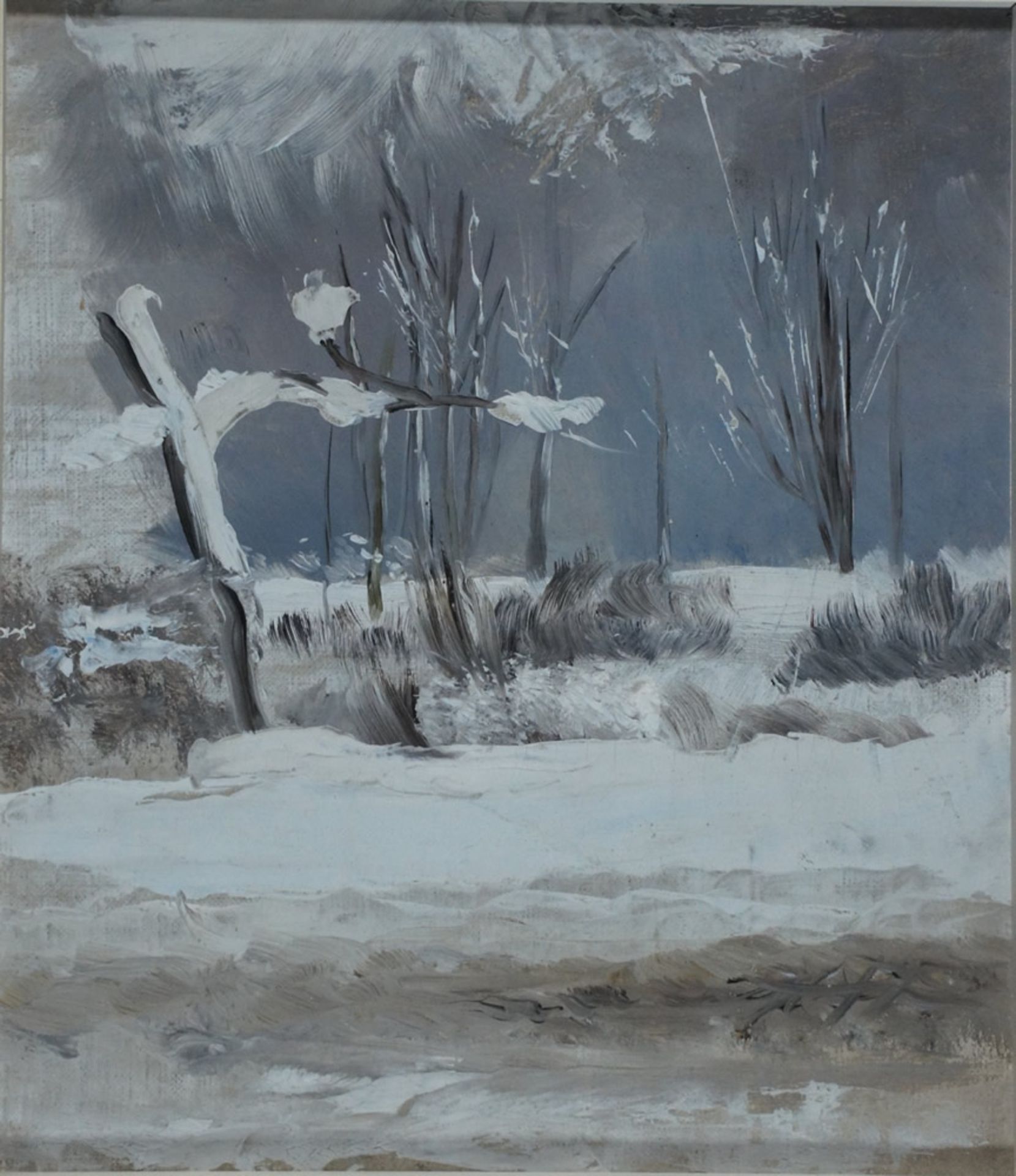 Hünten, Max, Winter auf dem Darß, Öl, 21 x 18 cm, Nachl.