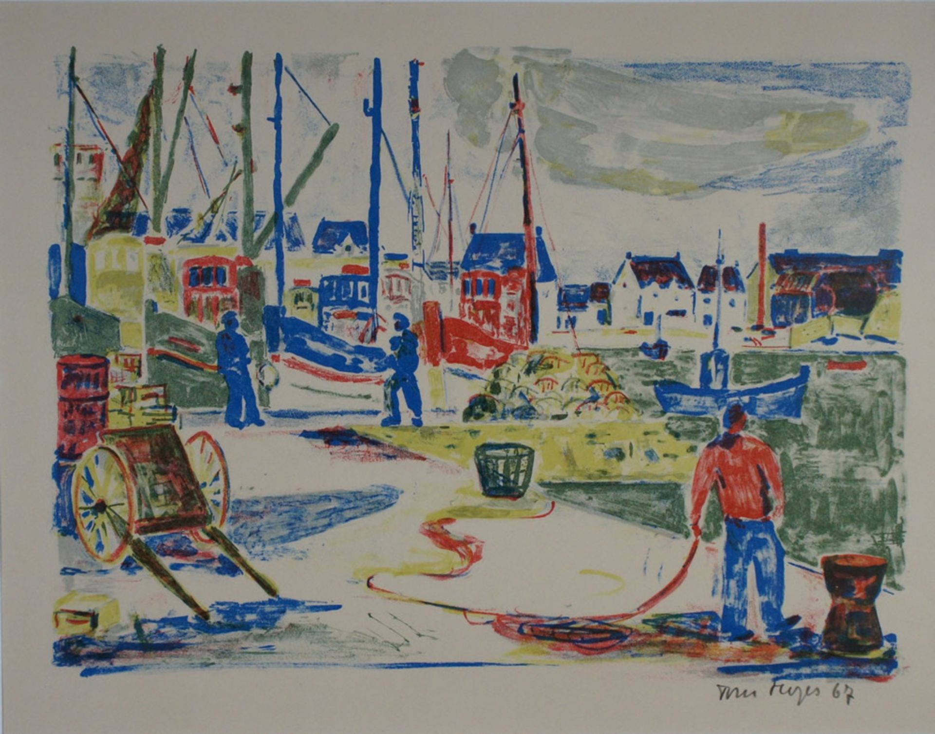 Beyer, Tom, im Hafen, Mischt., 36 x 50 cm, sign.