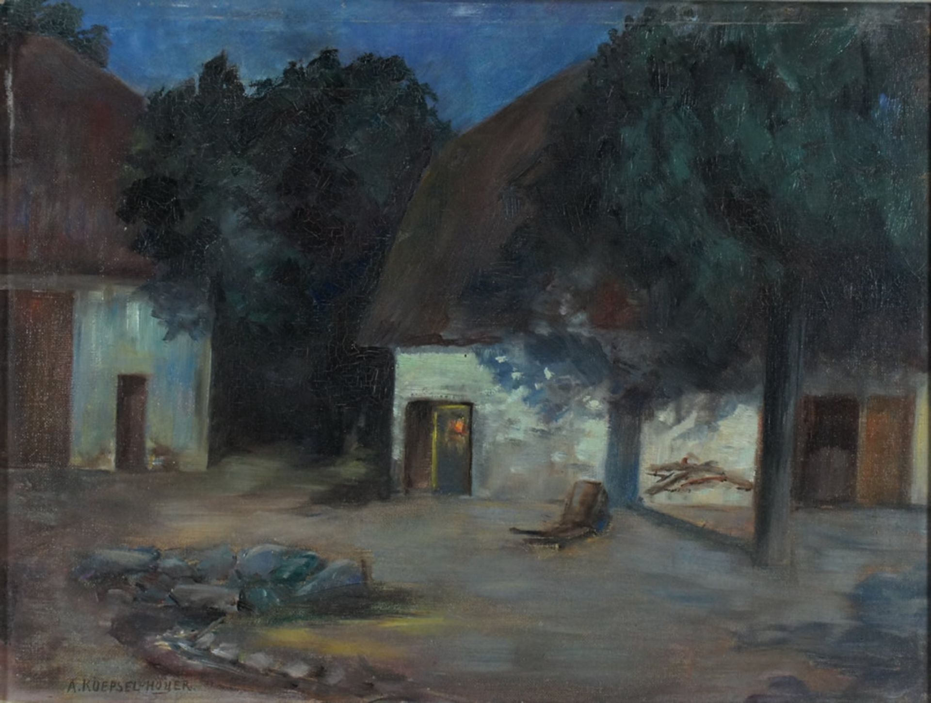 Koepsel-Hoyer, Anna, Gehöft, Öl, 35 x 47 cm, sign.