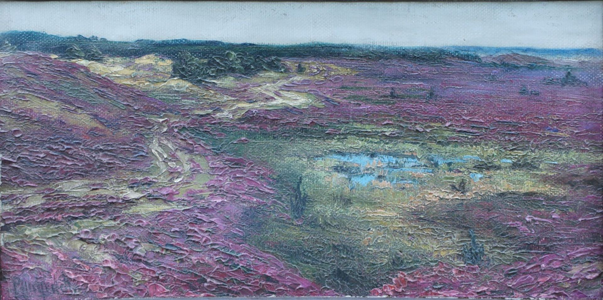 Pflugradt, Gustav, Hiddenseer Heide, Öl, 19 x 38 cm, sign.