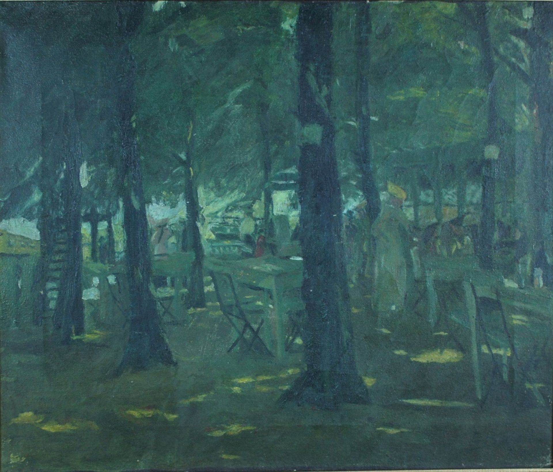 Elisabeth Büchsel, Gartencafe, Öl, sign., 49 x 59
