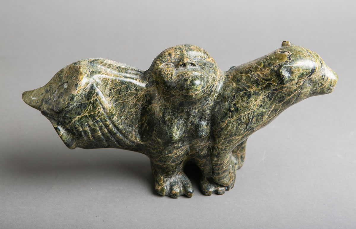 Tunnillie, Tayaraq (geb. 1934), Inuit-Figur "Verwandlung" (Cape Dorset)