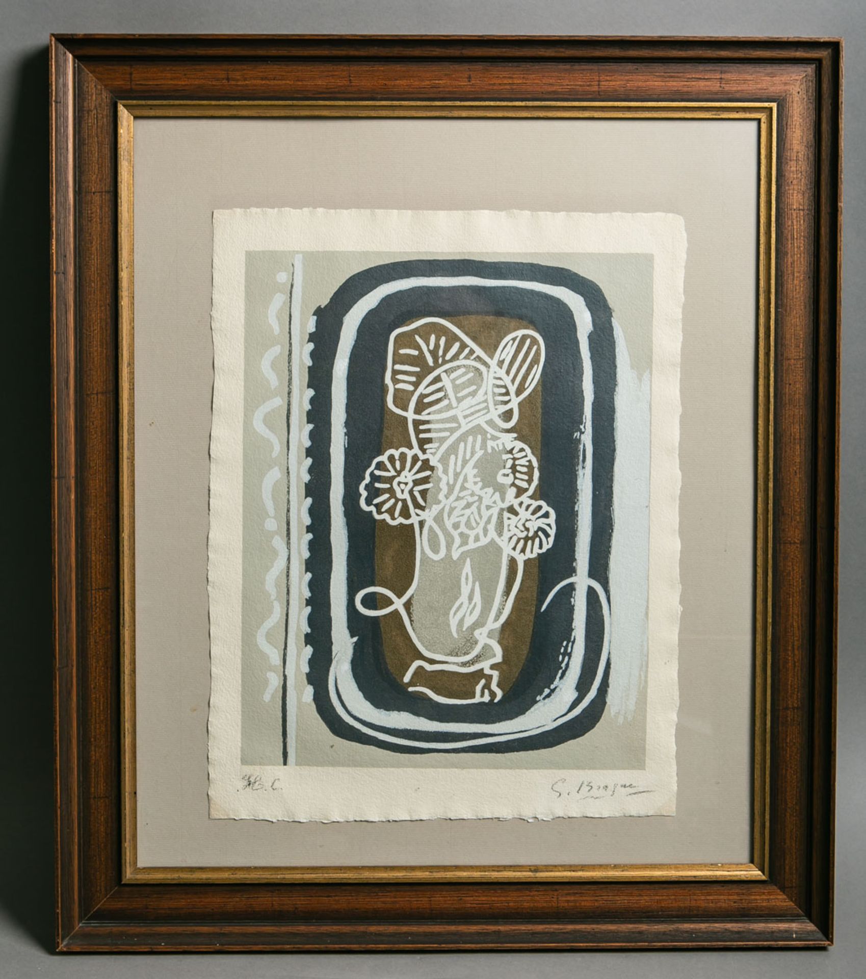 Braques, Georges (1882 - 1963), "Vase de fleurs blanc" (1962)