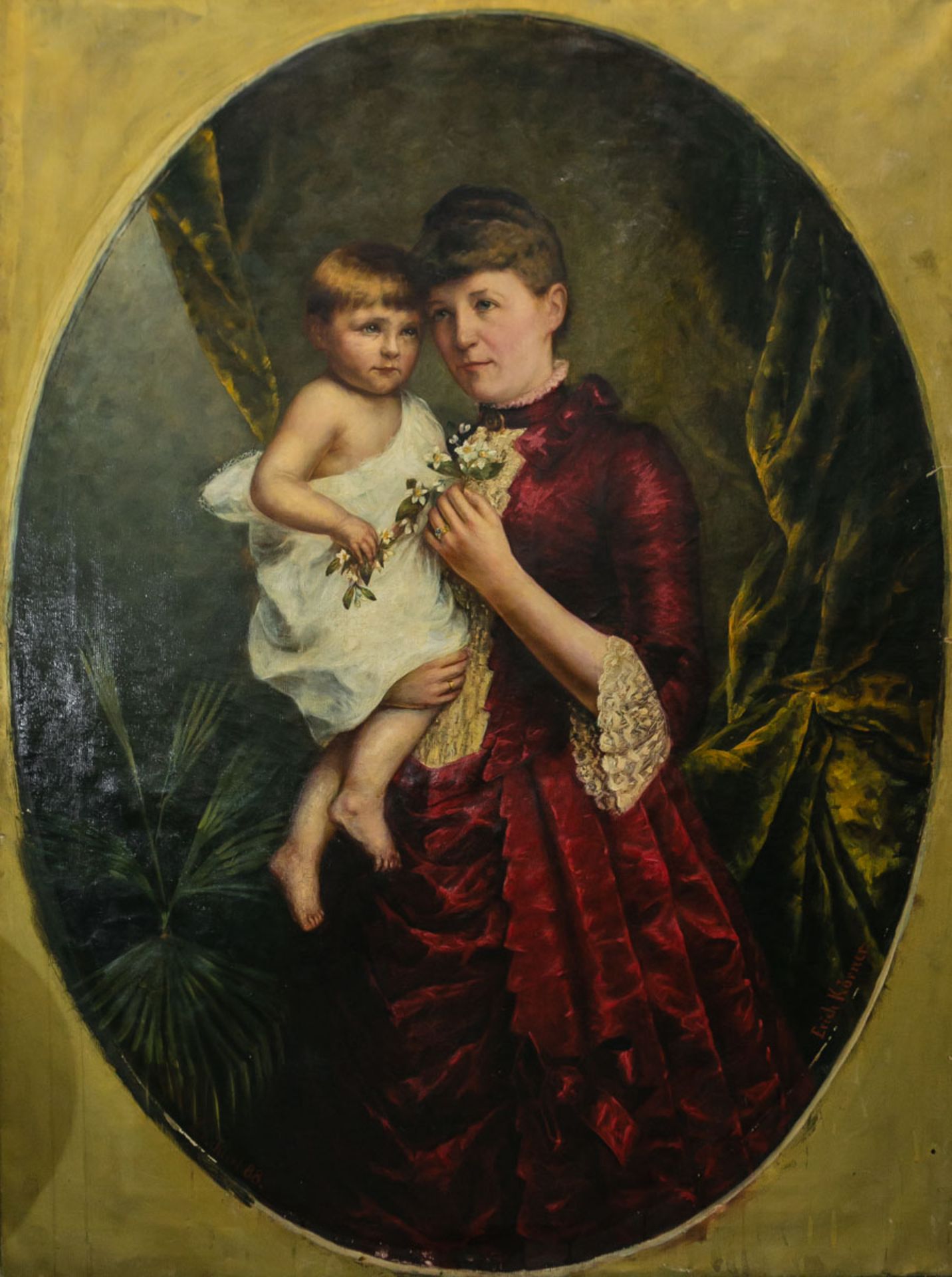 Körner, Erich (1866 - 1951), Dame im roten Kleid mit Kind