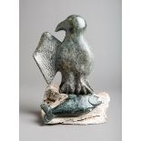 Künstler/in unbekannt (wohl 20./21. Jh.), Inuit-Figur "Vogel und Fisch auf Sockel" (Igloolik)