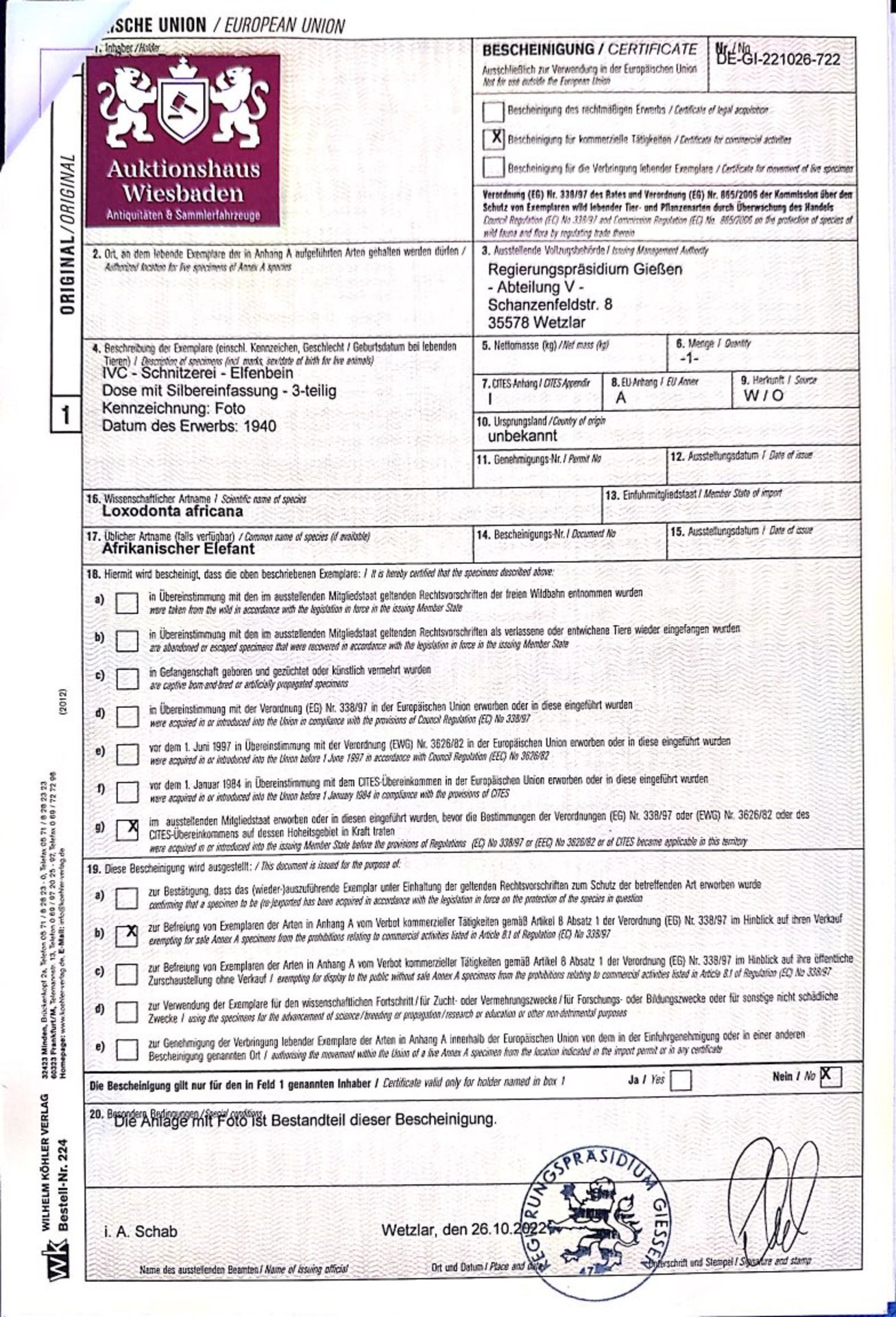 Dose aus Elfenbein mit 800 Silbermontierung - Image 2 of 2