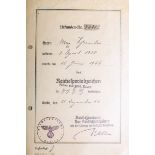 Urkunde über das Reichssportabzeichen Silber mit gold. Kranz (1944)