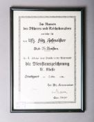 Urkunde über die Dienstauszeichnung IV. Klasse (2. WK, 1936)