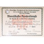 2-teiliges Urkunden-Konvolut des Deutschen Reichsbundes für Leibesübungen (1936)