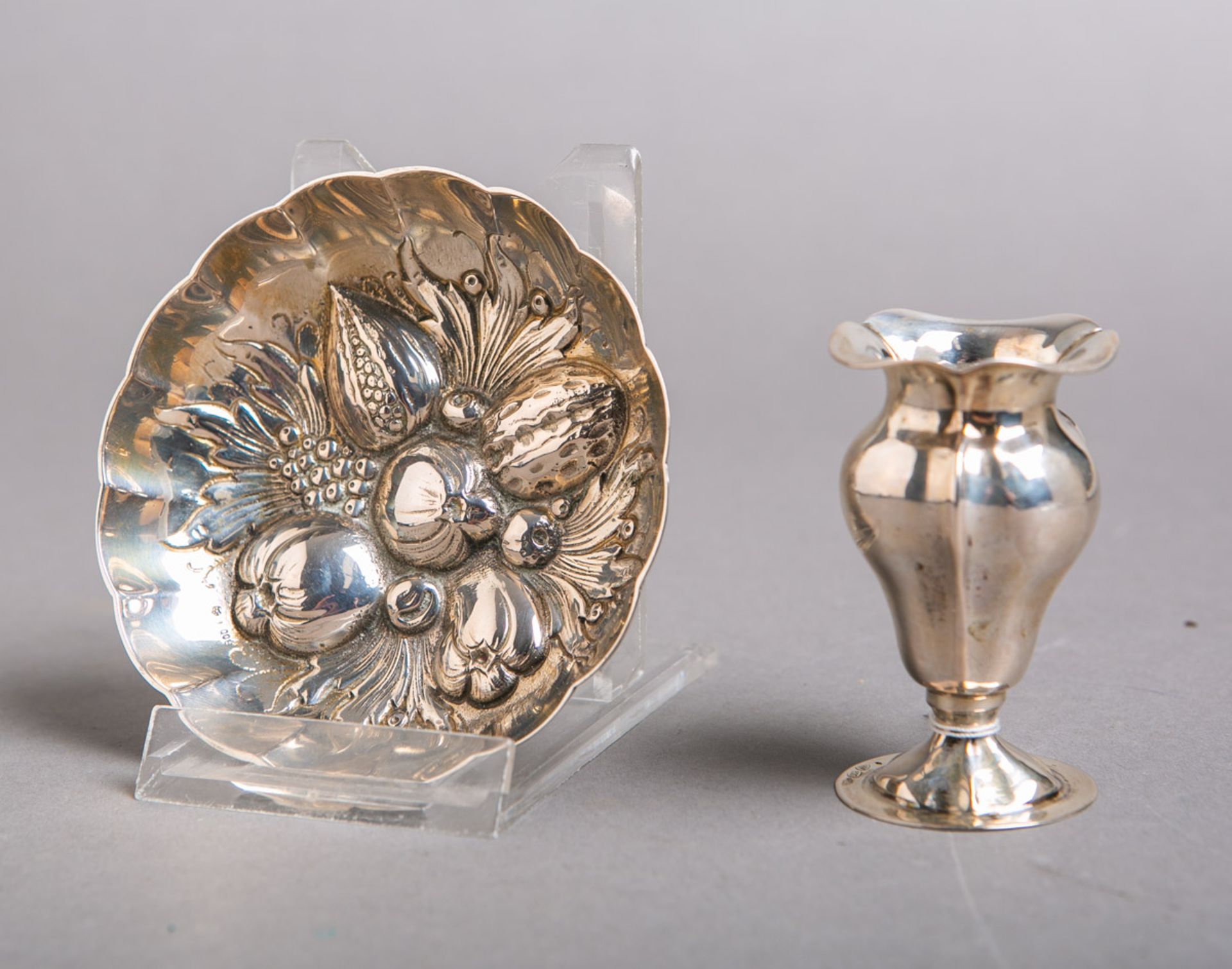 2-teiliges Konvolut von Schale und Vase 800 Silber