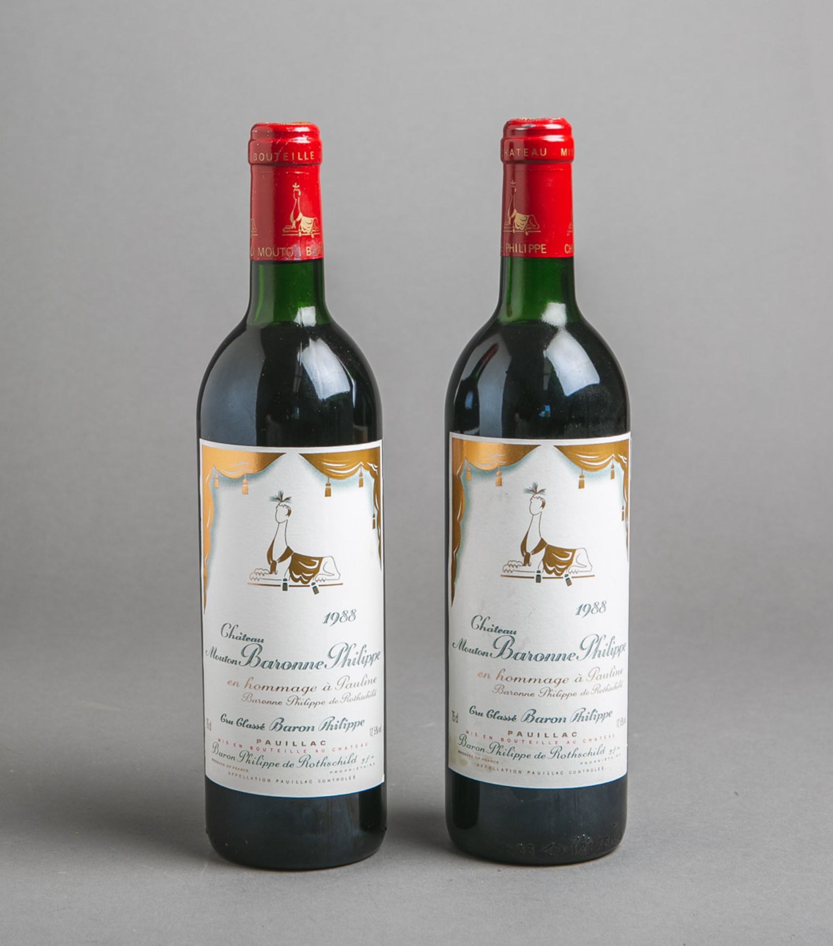 2 Flaschen Wein "Chateau Mouton Baronne Philippe" en hommage à Pauline, Jahrgang 1988