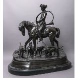 Jules-Pierre, Méne (1810 - 1879), Jäger auf seinem Pferd mit Jagdhunden