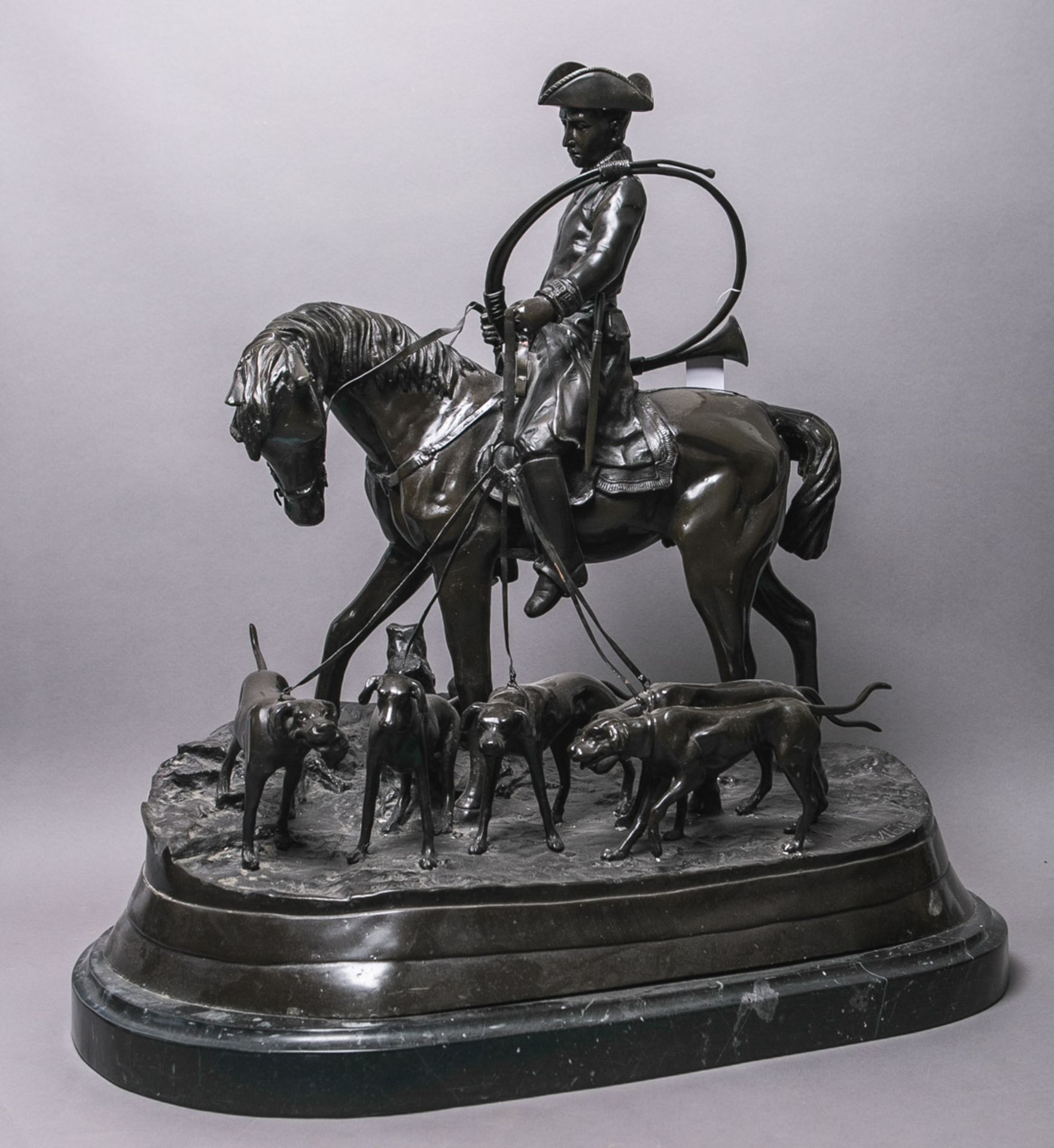 Jules-Pierre, Méne (1810 - 1879), Jäger auf seinem Pferd mit Jagdhunden