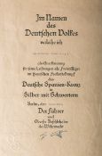 Urkunde "Deutsche Spanien-Kreuz in Silber m. Schwertern" (2. WK, 1939)