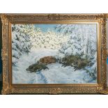 Buddenberg, Wilhelm (1890 - 1967), Wildschweinrotte in Winterlandschaft