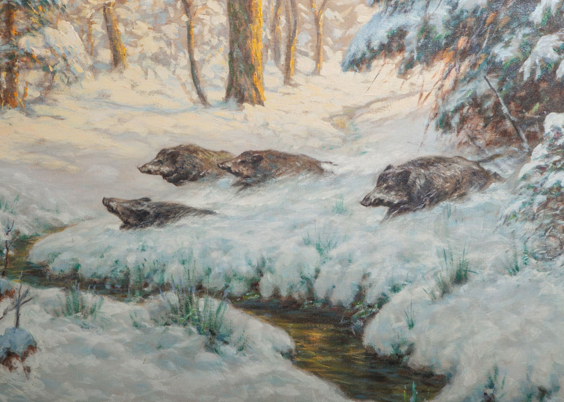 Lobenberg, Gerhardt (1891 - 1967), Wildschweine in Winterlandschaft - Image 2 of 3