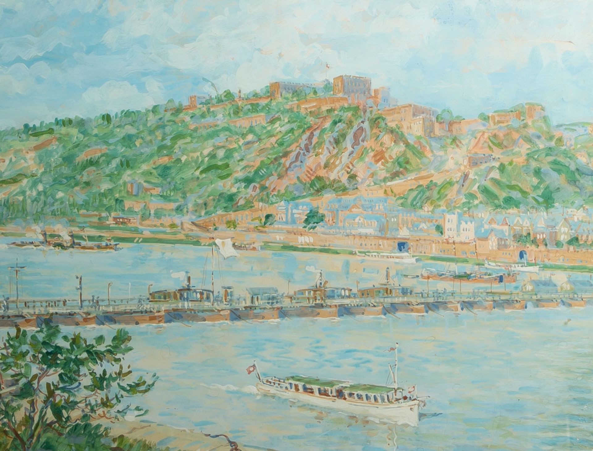 Hartung, Wilhelm (1878 - 1957), Ansicht von Koblenz von Urbar aus (1931)